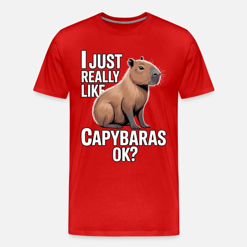 Capybara, I just really like capybaras - Männer Premium Bio T-Shirt - Rot