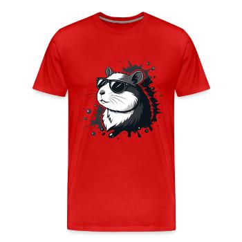 Schicke Hamster-Schwarzbrillen-Spritzer - Männer Premium Bio T-Shirt - Rot - Vorne - Damien (186cm)
