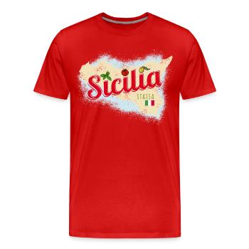 Sizilien Italien Vintage Insel Souvenir mit Fahne - Männer Premium Bio T-Shirt - Rot - Vorne - Damien (186cm)