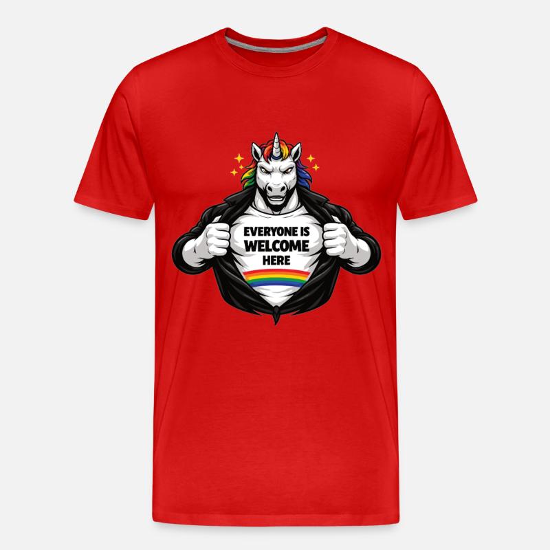 Design de déclaration arc-en-ciel Diversité & Respect - T-shirt bio Premium Homme - rouge