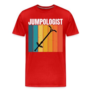 Jumpologiste Champion de Pogo Stick Jumping Bonding - T-shirt bio Premium Homme - rouge - Devant - Damien (186cm)