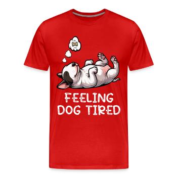 Un bull terrier miniature Bull Terrier Épuisé - T-shirt bio Premium Homme - rouge - Devant - Damien (186cm)