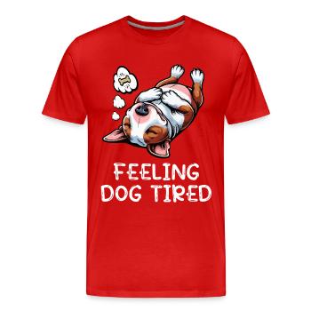 Un bull terrier miniature Bull Terrier Épuisé - T-shirt bio Premium Homme - rouge - Devant - Damien (186cm)