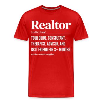 Définition Humour Agent Immobilier - Realtor - T-shirt bio Premium Homme - rouge - Devant - Damien (186cm)