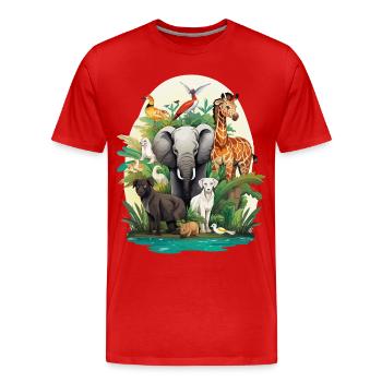 Tierwelt Dschungeltraum - Männer Premium Bio T-Shirt - Rot - Vorne - Damien (186cm)