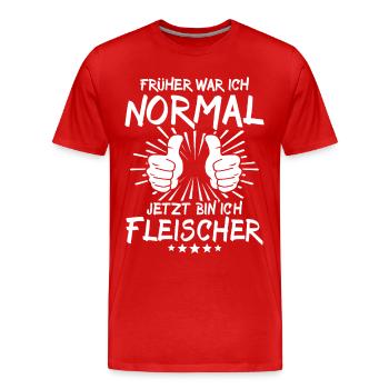 Fleischer - Männer Premium Bio T-Shirt - Rot - Vorne - Damien (186cm)