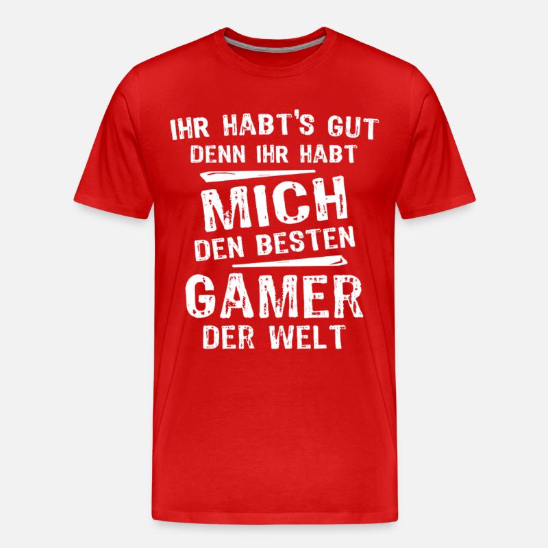 Gamer - Männer Premium Bio T-Shirt - Rot