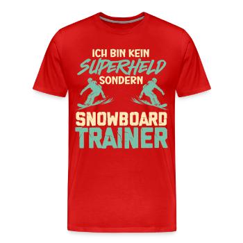 Snowboarden BIN KEIN SUPERHELD SONDERN SNOWBOARD - Männer Premium Bio T-Shirt - Rot - Vorne - Damien (186cm)