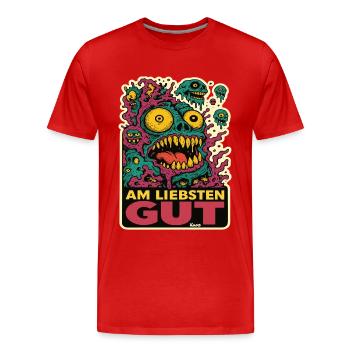 Monster Gesicht Am Liebsten Gut - Männer Premium Bio T-Shirt - Rot - Vorne - Damien (186cm)
