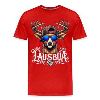 Kinder Trachtenshirt Herren Lausbua T-Shirt Tracht - Männer Premium Bio T-Shirt - Rot - Vorne - Damien (186cm)