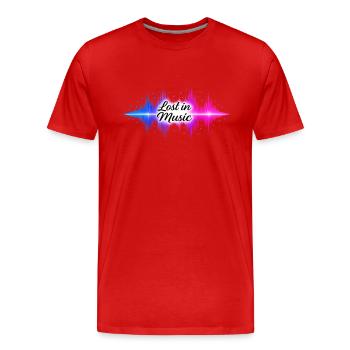 Des ondes sonores perdues dans la musique - T-shirt bio Premium Homme - rouge - Devant - Damien (186cm)