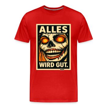 Alles Wird Gut Skull Portrait - Men's Premium Organic T-Shirt - red - Front - Damien (186cm)
