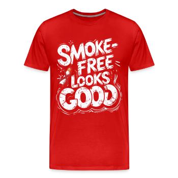 Ancien fumeur non fumeur, sans fumée, a l’air bien - T-shirt bio Premium Homme - rouge - Devant - Damien (186cm)