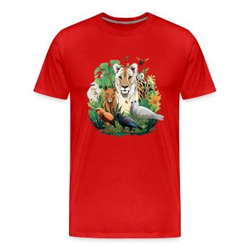 Dschungeltierzauber: Tiger im Regenwald - Männer Premium Bio T-Shirt - Rot - Vorne - Damien (186cm)