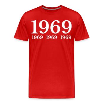 1969 - Männer Premium Bio T-Shirt - Rot - Vorne - Damien (186cm)