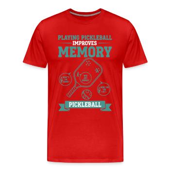 Pickleball Jouer au pickleball améliore la mémoire - T-shirt bio Premium Homme - rouge - Devant - Damien (186cm)
