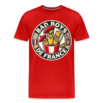 French Fry Beret Trio Design - Men's Premium Organic T-Shirt - red - Front - Damien (186cm)