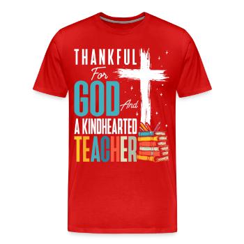 God Teacher Training, Appreciation Teaching - Men's Premium Organic T-Shirt - red - Front - Damien (186cm)