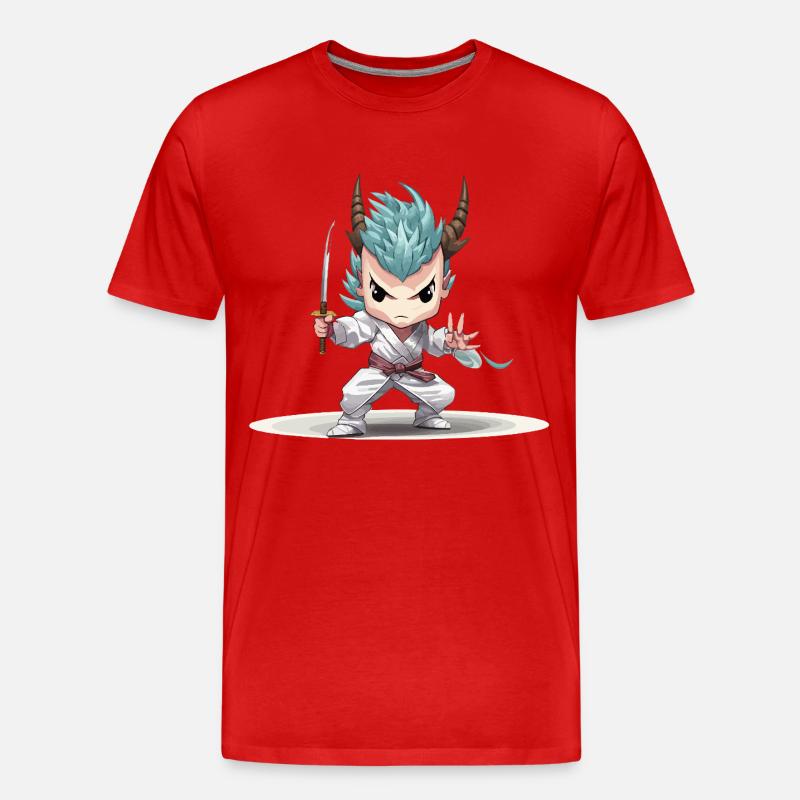 Chibi Krieger mit Katana - Männer Premium Bio T-Shirt - Rot