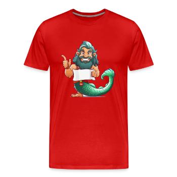 Héros de la mer avec barbe et nageoire - T-shirt bio Premium Homme - rouge - Devant - Damien (186cm)