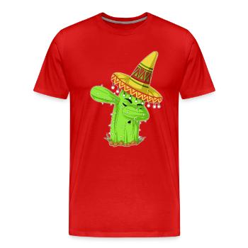 Éponge la chemise mexicaine Cactus - T-shirt bio Premium Homme - rouge - Devant - Damien (186cm)