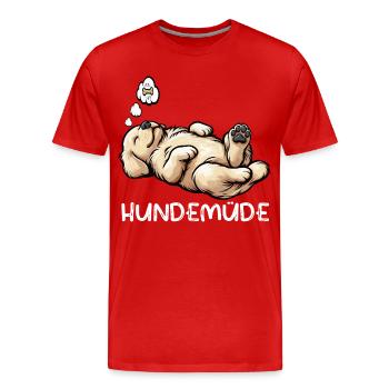 Hundemüde Golden Retriever Goldie Goldiebesitzer - Männer Premium Bio T-Shirt - Rot - Vorne - Damien (186cm)