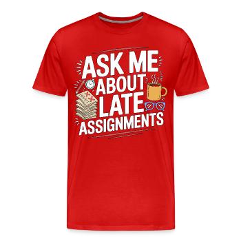 Professeur de lycée Demandez-moi des sujets de la matière - T-shirt bio Premium Homme - rouge - Devant - Damien (186cm)