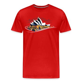 Sydney Opera Harbour Bridge - Men's Premium Organic T-Shirt - red - Front - Damien (186cm)