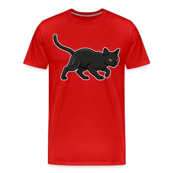 Black Cat Silhouette Panther Hunter Vintage - Männer Premium Bio T-Shirt - Rot - Vorne - Damien (186cm)