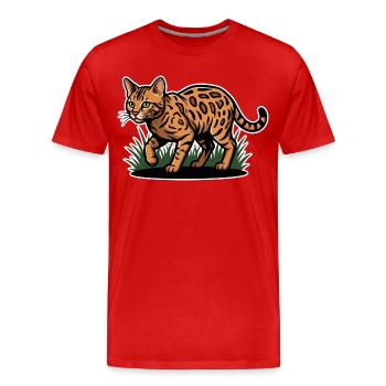 Chat Bengal Tacheté Maraude Forêt Vintage - T-shirt bio Premium Homme - rouge - Devant - Damien (186cm)