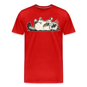 Grauer getigerter Katzen-Jäger-Jäger-Porträt - Männer Premium Bio T-Shirt - Rot - Vorne - Damien (186cm)