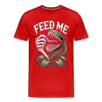 Nourris-moi T-shirt Plante carnivore - T-shirt bio Premium Homme - rouge - Devant - Damien (186cm)