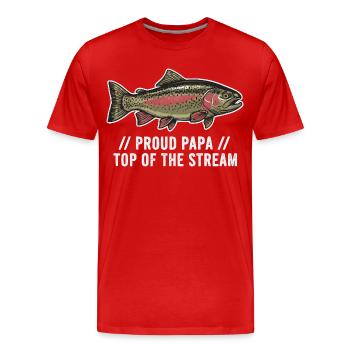 Proud Papa Fishing Trout - Men's Premium Organic T-Shirt - red - Front - Damien (186cm)