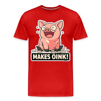 Oink-Pig Finanzen und Geld - Men's Premium Organic T-Shirt - red - Front - Damien (186cm)