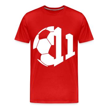 NR. 11 FUßBALLER NUMMER 11 FUßBALL 11. GEBURTSTAG - Männer Premium Bio T-Shirt - Rot - Vorne - Damien (186cm)