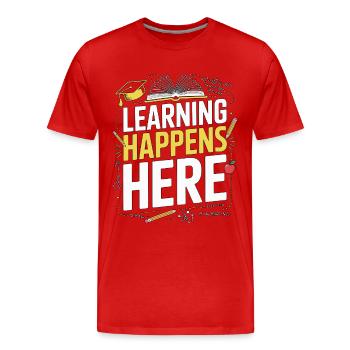 L’apprentissage des enseignants au lycée se fait ici Enseignement - T-shirt bio Premium Homme - rouge - Devant - Damien (186cm)