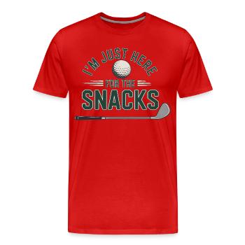 Je suis là uniquement pour les snacks - T-shirt bio Premium Homme - rouge - Devant - Damien (186cm)