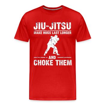 Jiu Jitsu Choke Them - Men's Premium Organic T-Shirt - red - Front - Damien (186cm)