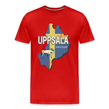 Carte souvenir de la province d’Uppsala, Suède - T-shirt bio Premium Homme - rouge - Devant - Damien (186cm)