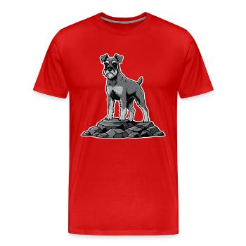 Schnauzerhund auf Felsen – stolzes Bartporträt - Männer Premium Bio T-Shirt - Rot - Vorne - Damien (186cm)