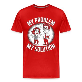 Professeur de lycée Mon problème Mon père Pictogramme - T-shirt bio Premium Homme - rouge - Devant - Damien (186cm)