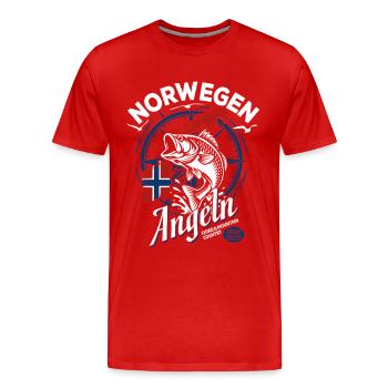 Norway Fishing Tour 2026 - Angler Gift - Men's Premium Organic T-Shirt - red - Front - Damien (186cm)