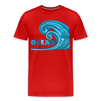 La vague - T-shirt bio Premium Homme - rouge - Devant - Damien (186cm)