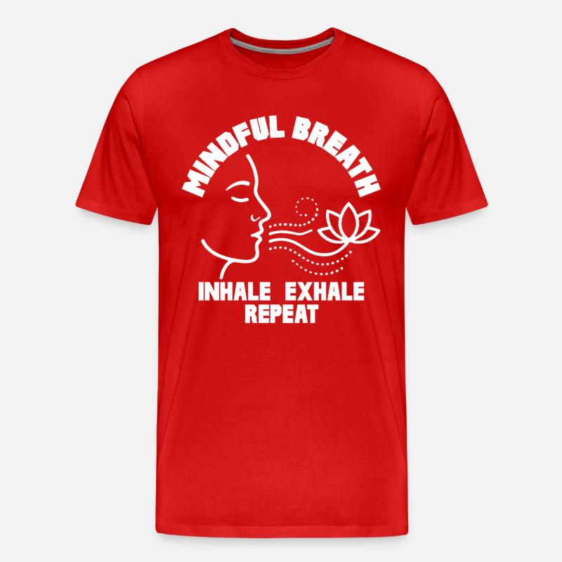 Mindful Breath Achtsamkeit Ruhe - Männer Premium Bio T-Shirt - Rot