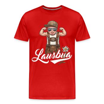 Lausbua T-Shirt Herren Trachtenshirt Kinder Tracht - Männer Premium Bio T-Shirt - Rot - Vorne - Damien (186cm)