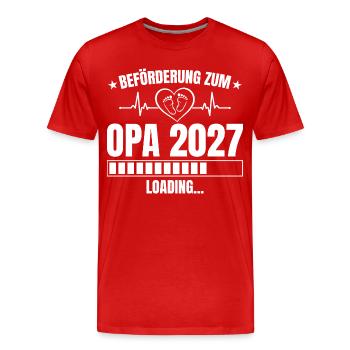 Opa 2027 Loading – Beförderung zum Opa - Männer Premium Bio T-Shirt - Rot - Vorne - Damien (186cm)