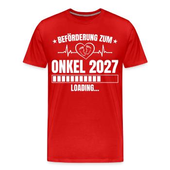 Onkel 2027 Loading – Beförderung zum Onkel - Männer Premium Bio T-Shirt - Rot - Vorne - Damien (186cm)