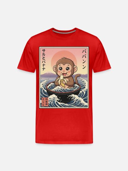 Süßes Äffchen Kawaii - Männer Premium Bio T-Shirt - Rot