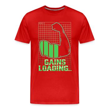 Salle d’entraînement Biceps Biceps : Gains de charge - T-shirt bio Premium Homme - rouge - Devant - Damien (186cm)
