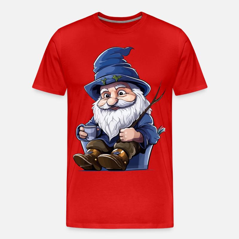 Blauer Waldgnom mit Becher - Männer Premium Bio T-Shirt - Rot